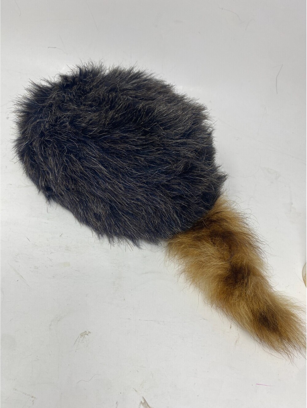 Vintage Coonskin Cap Real Raccoon Tail Union Label USA Davy Crockett Style Small